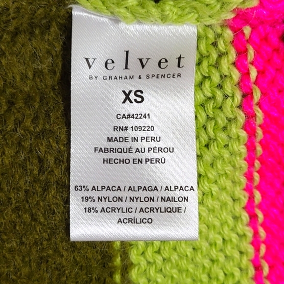 VELVET by Graham & Spencer Nessie Alpaca Stripe Sweater Womens Multi Crewneck XS - Picture 12 of 16